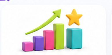 Growth chart with an upward arrow and star
